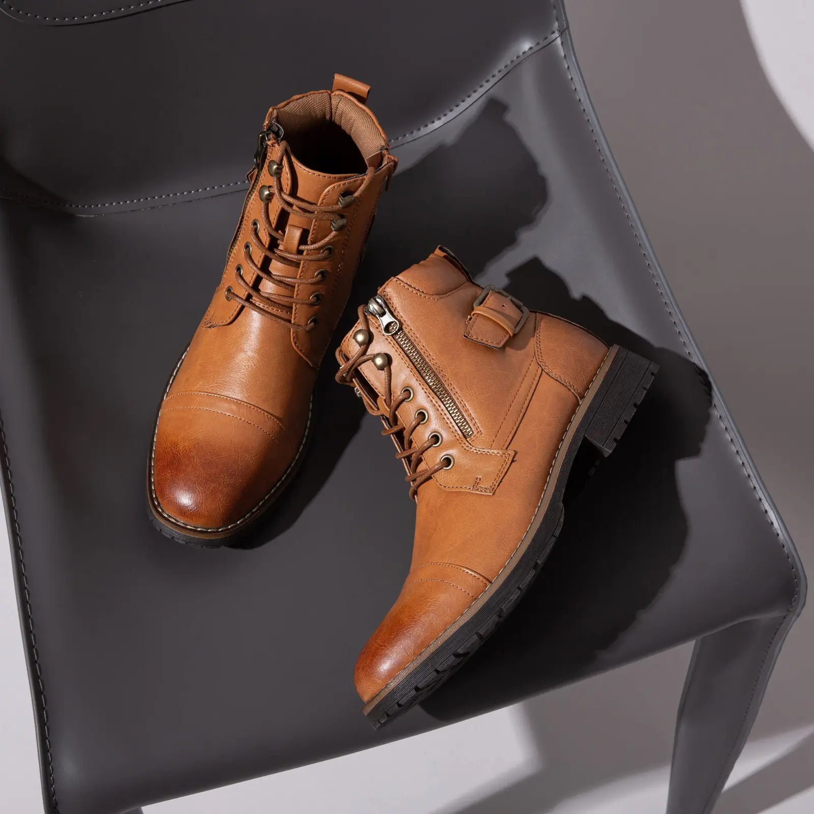 Men'S Boots Casual Dress Boots for Men Brown Boots Mens Motorcycle Combat Ankle Oxford Boots