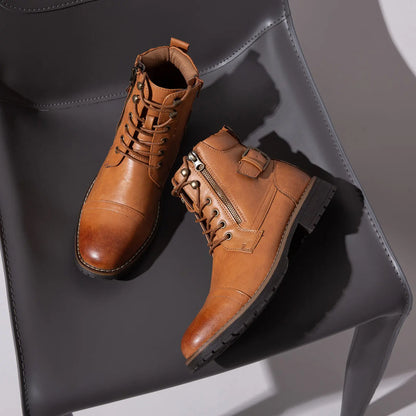 Men'S Boots Casual Dress Boots for Men Brown Boots Mens Motorcycle Combat Ankle Oxford Boots