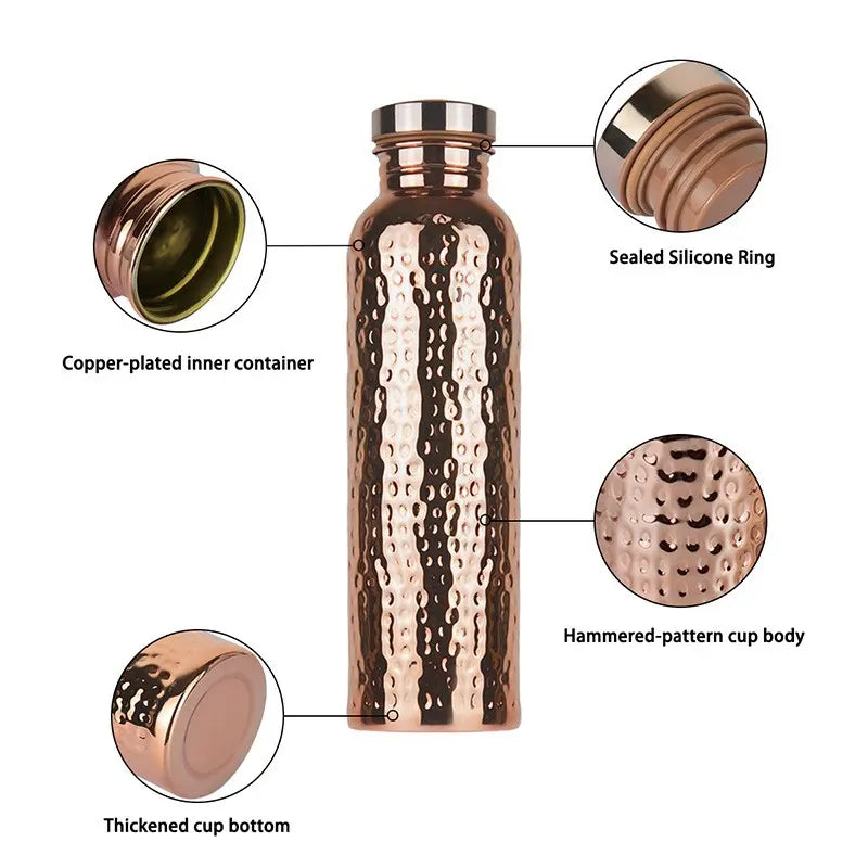Copper Water Bottle Drinking Hammer, Handmade Stainless Steel Travel Cup, Hiking Water Bottle, Sports Bottle, 27 Ounces, Durable and Portable Design, Perfect for On-The-Go Use