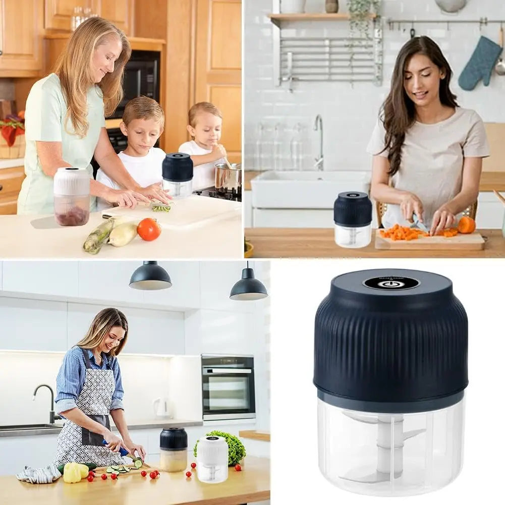 Electric Garlic Crusher, 300ML Cordless Rechargeable, Blue | Portable Mini Food Processor, Vegetable Chopper, for Garlic Onion Ginger Chili Nuts Fruit Meat
