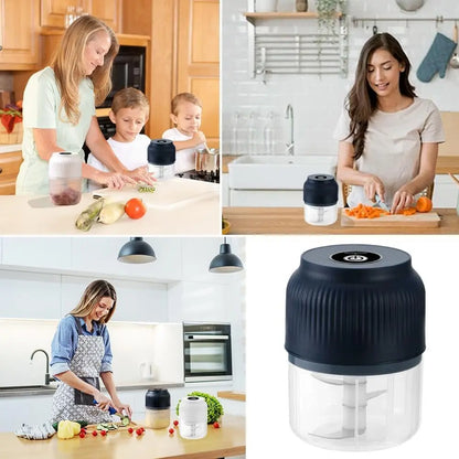 Electric Garlic Crusher, 300ML Cordless Rechargeable, Blue | Portable Mini Food Processor, Vegetable Chopper, for Garlic Onion Ginger Chili Nuts Fruit Meat