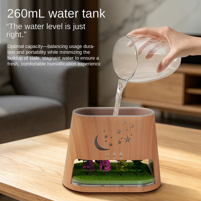 2026 New 260Ml Simulated Flame Landscape Ultrasonic Humidifier USB Aroma Diffuser Color Changing Lights Dry Skin Hotel Electric