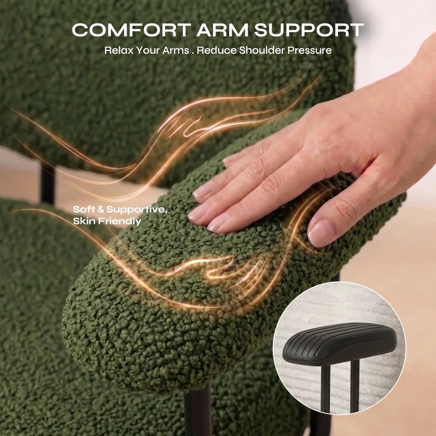 Pinmoco Modern High-Back Ergonomic Office Criss Cross Chair - with Armrests, Dual-Layer Soft Fabric Seat, 360° Swivel, Adjustable Seat Height, for ADHD & Stress Relief, Self-Assembly Required, Ergonomic Office Chair