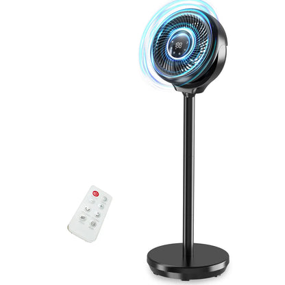 Pedestal Fan for Bedroom, 180° Wide Oscillating & 90° Vertical Tilt, 25Db Ultra Quiet DC Motor Standing Fan with Remote, 15 Speed Settings, 3 Modes, 12H Timer, 15-38" Height Adjustable