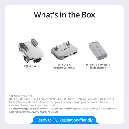 DJI Mini 4K, Drone with 4K UHD Camera for Adults, under 249 G, 3-Axis Gimbal Stabilization, 10Km Video Transmission, Auto Return, Wind Resistance, 1 Battery for 31-Min Max Flight Time