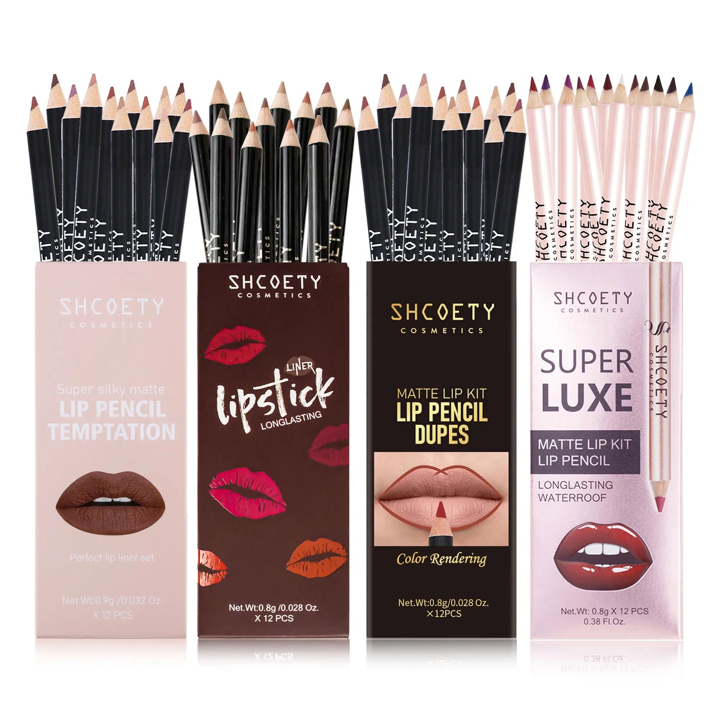 48 Color Matte Lip Liner Set Lip Pencil Cosmetic, Waterproof Long-Lasting Easy Application Smooth Thick Lips, Define Sexy Unique Lips, Full Lips Coffee Color