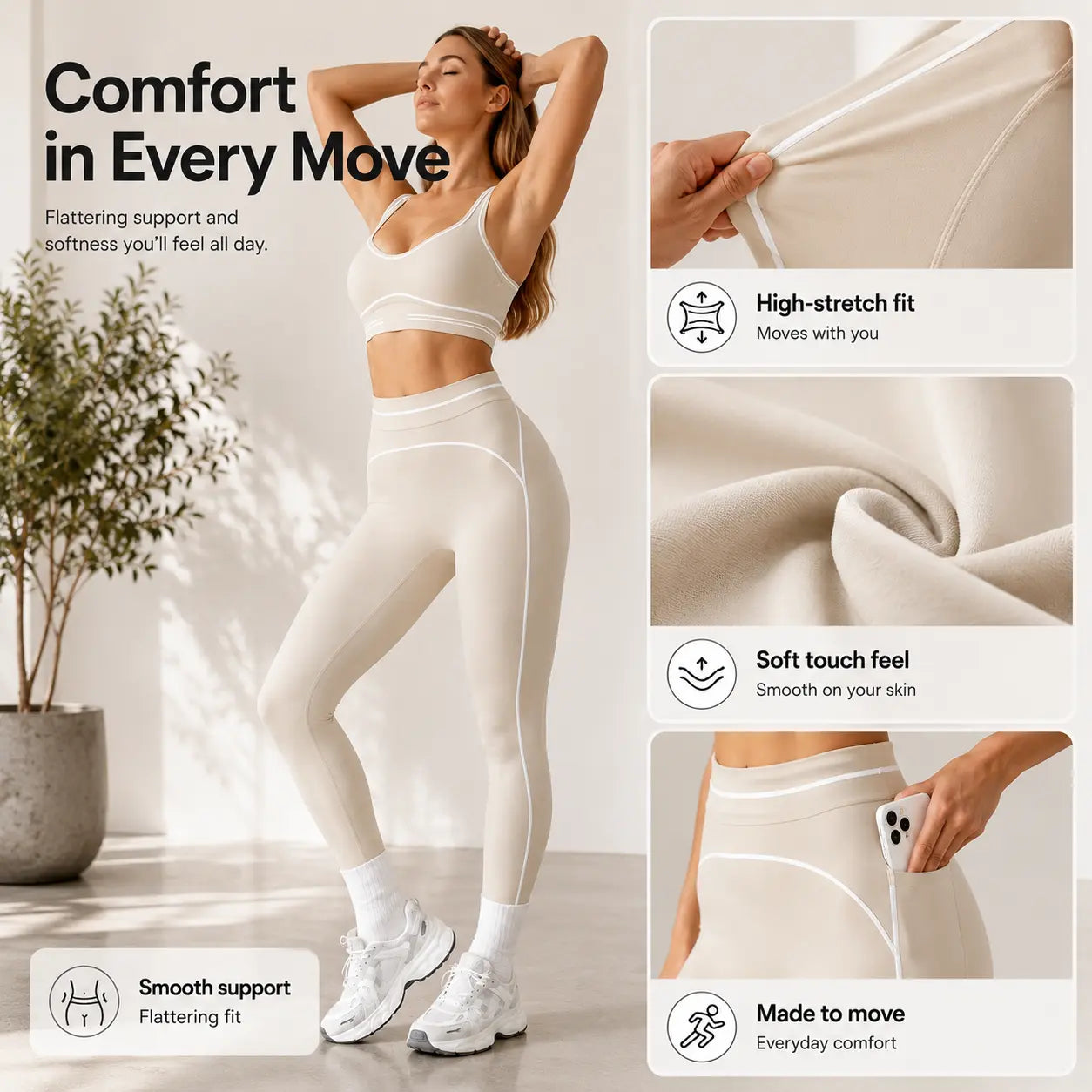 Women’S 2 Piece Seamless Workout Set – Sports Bra & High Waist Leggings