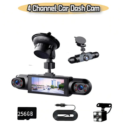 LASATE Car Dash Cam, 1080P Car DVR with Memory Card，3.16 Inch, Plug and Play（No Battery），Car Video Surveillance with Night Vision， Car DVR Hd Screen Front Rear Left and Right Dashcam，Holiday Gift(Not Wireless) Requires Charging to Use