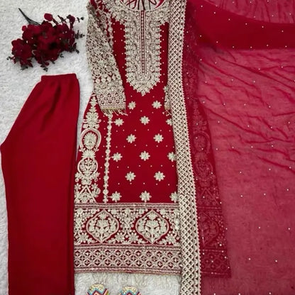 Indian Dress for Bride - Elegant Design with Gold Accents, Comfortable Fit, Ideal for Special Occasions - Womenswear