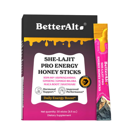 Betteralt Energy Pro Sticks for Her | 10-In-1 Ayurvedic Energy & Vitality Formula | Zero Added Sugar | 3Rd Party Lab Tested | 30 Sticks