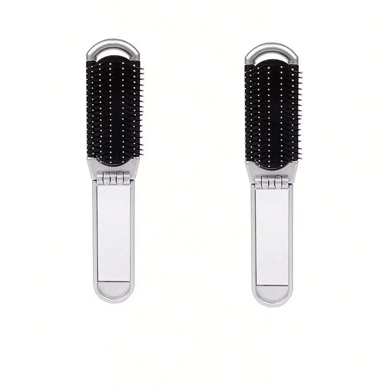 2 in 1 Mini Hair Brush Folding Massage Comb Head Massage Anti-Static Portable Hair Combs Mirror Air Cushion Scalp Massage Comb
