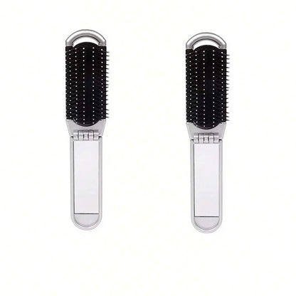 2 in 1 Mini Hair Brush Folding Massage Comb Head Massage Anti-Static Portable Hair Combs Mirror Air Cushion Scalp Massage Comb