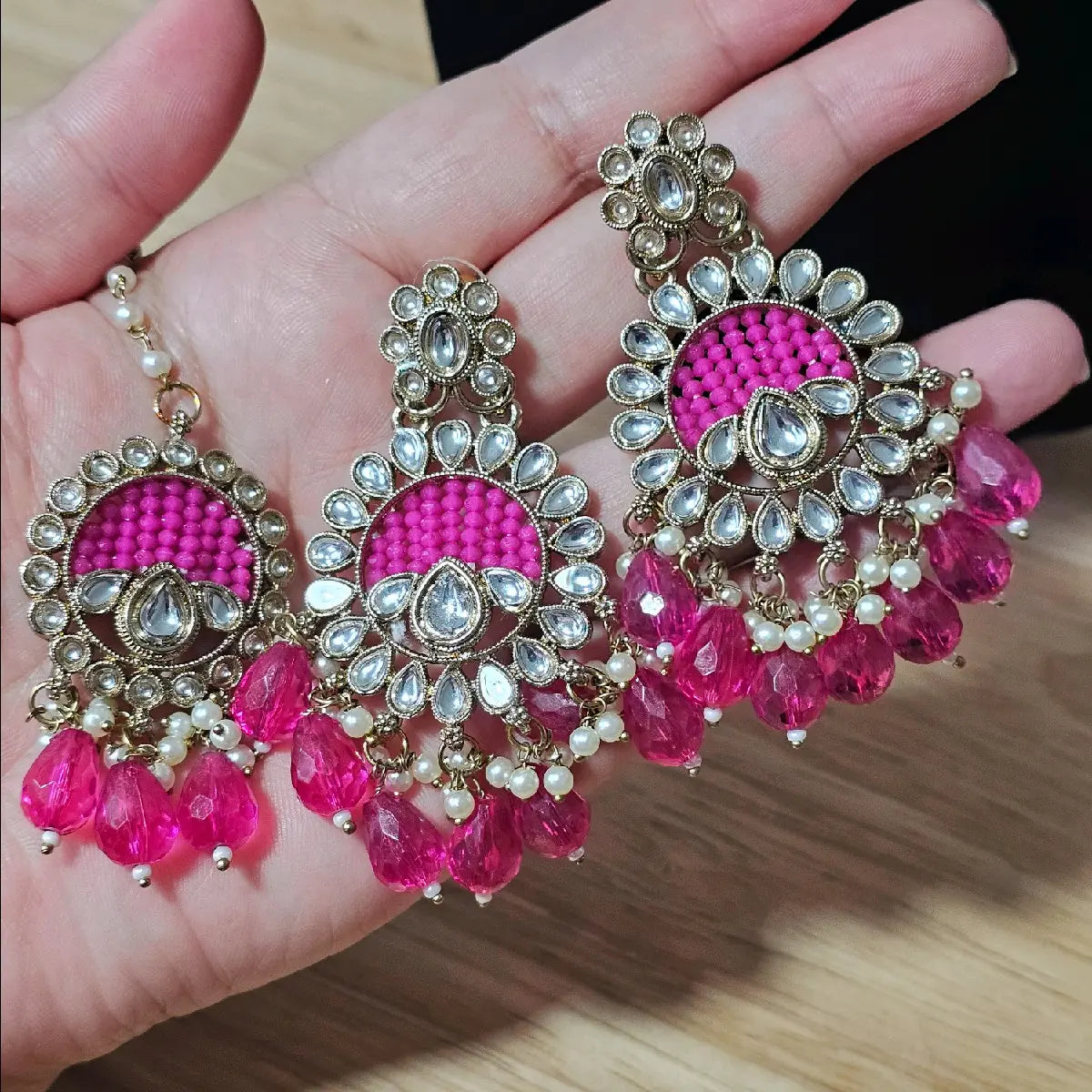 Traditional Indian Pakistani Desi Necklace Earrings Tikka Set