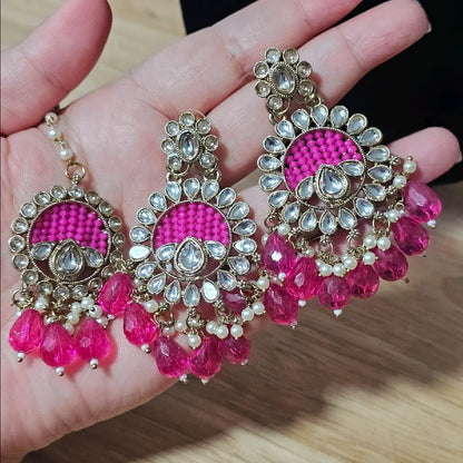 Traditional Indian Pakistani Desi Necklace Earrings Tikka Set
