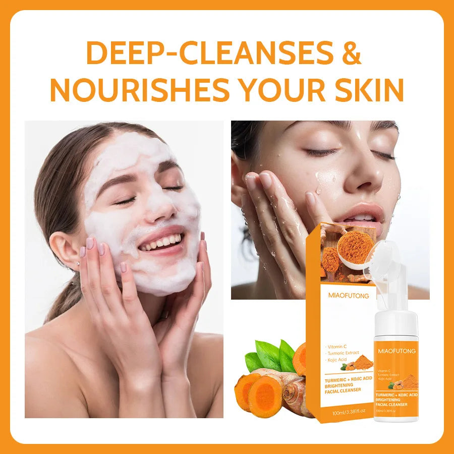 Turmeric Cleanser & Soap Sets Deeply Cleansing Kojic Acid Blackhead Remover Skin Cleansing Oil Control Fade Acne Marks Brighten