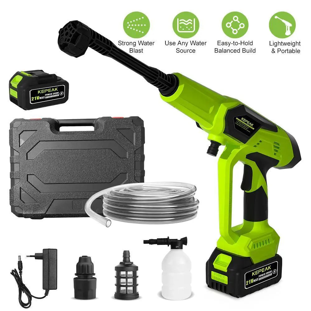【Dealsforyou】Kepeak 1500PSI Cordless Pressure Washer, 21V Portable Electric Power Washer with 200W Motor, 13000Mah Battery, 6-In-1 Nozzle, Foam Cannon & 5M Hose, High-Pressure Cleaning Gun for Car,For Valentine’S Day Gift Summervibes