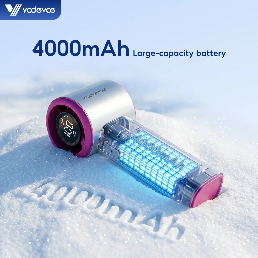 Yodevoethis Portable Handheld Turbine Fan Features 100 Speed Settings, a Built-In 4000Mah Battery, and a Runtime of up to 18 Hours. This 3-In-1 Rechargeable Handheld Fan Utilizes Turbine Cooling Technology and Is Suitable for Outdoor Activities.