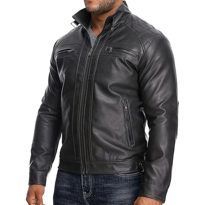 Men'S Retro Motorcycle Jacket with Zipper Pockets Non-Stretchy Fabric H-Shaped Cut for Motorcycle Riding Halloween Parties Casual Wear Spring Autumn Outerwear Durable Retro-Style Jacket