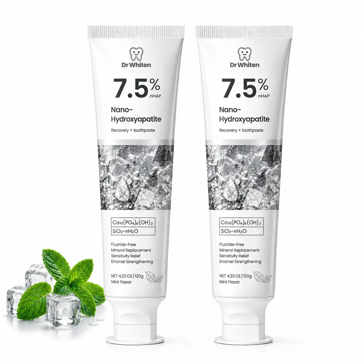 Drwhiten Nano Hydroxyapatite Toothpaste – 7.5% Nhap Fluoride-Free Enamel Repair & Sensitivity Relief, Whitening Toothpaste, Mint Flavor, 4.23 Oz