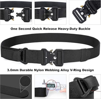 Men'S Tactical Belt, Rigger Belt, Utility Nylon Web Waist Work Belt for Men with V-Ring Quick-Release Buckle