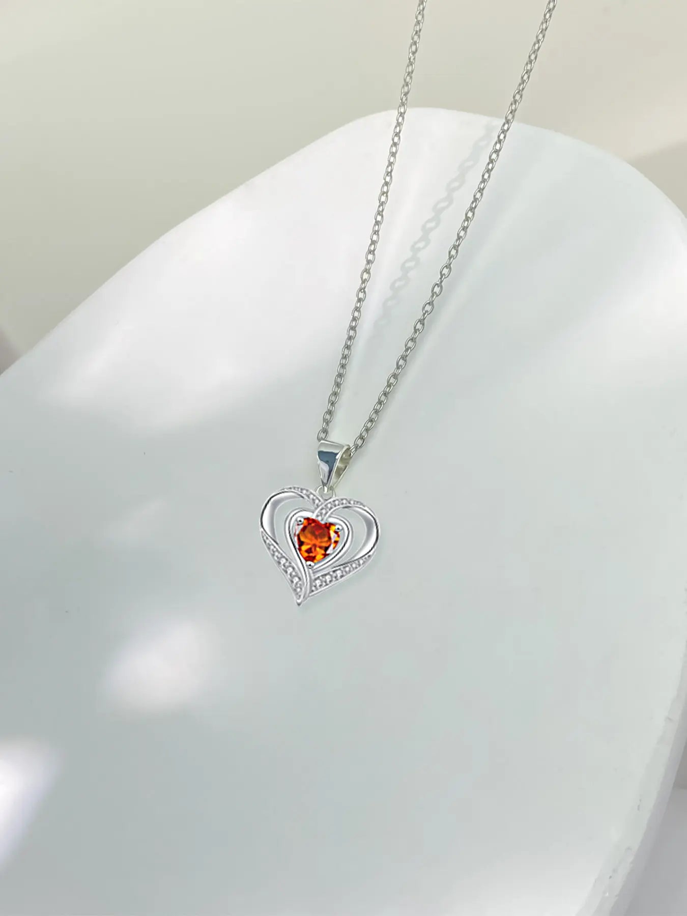Nested Hearts Birthstone Pendant Necklace with Eternal Flower - Comes with Exquisite Rose Gift Box Romantic Gift Set Jewelry Gift for Valentine'S Day & Birthday,A Gift for My Wife, Mother, and Girlfriend