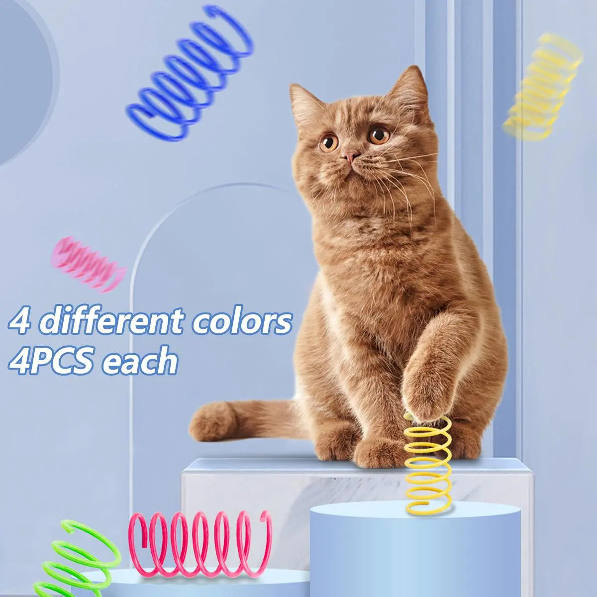 Cat Spring Toys, 16/80 Pack Cat Spiral Springs for Indoor Cats, Colorful & Durable Plastic Spring Coils Attract to Swat, Bite, Hunt, Interactive Toys for Kittens