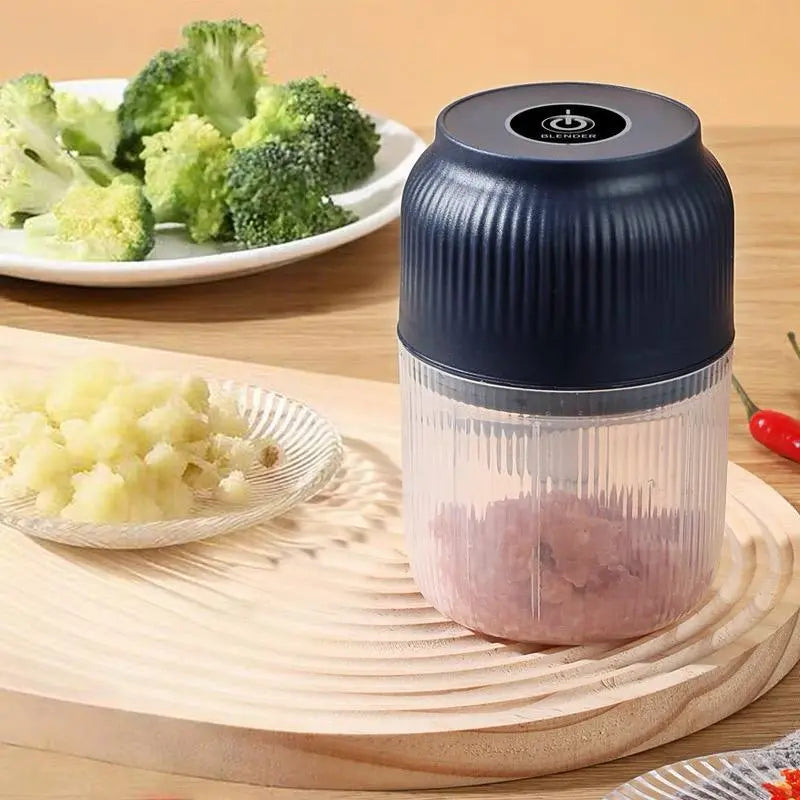 Electric Garlic Crusher, 300ML Cordless Rechargeable, Blue | Portable Mini Food Processor, Vegetable Chopper, for Garlic Onion Ginger Chili Nuts Fruit Meat