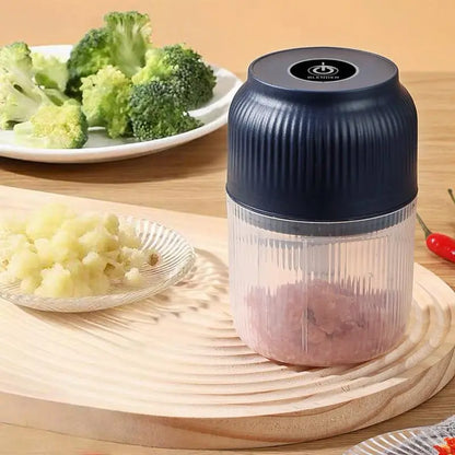 Electric Garlic Crusher, 300ML Cordless Rechargeable, Blue | Portable Mini Food Processor, Vegetable Chopper, for Garlic Onion Ginger Chili Nuts Fruit Meat