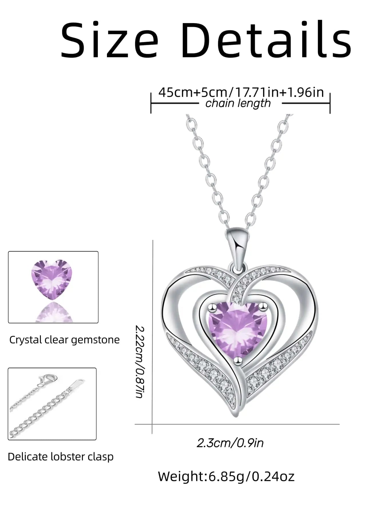 Nested Hearts Birthstone Pendant Necklace with Eternal Flower - Comes with Exquisite Rose Gift Box Romantic Gift Set Jewelry Gift for Valentine'S Day & Birthday,A Gift for My Wife, Mother, and Girlfriend