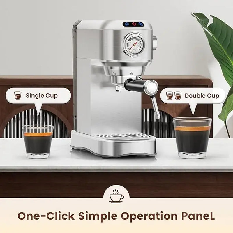 20 Bar Espresso Machine for Home, Semi-Automatic Coffee Maker with Milk Frother Steam Wand, 1450W Motor, 34Oz Water Tank for Latte, Cappuccino, Iced Coffee & Summervibes