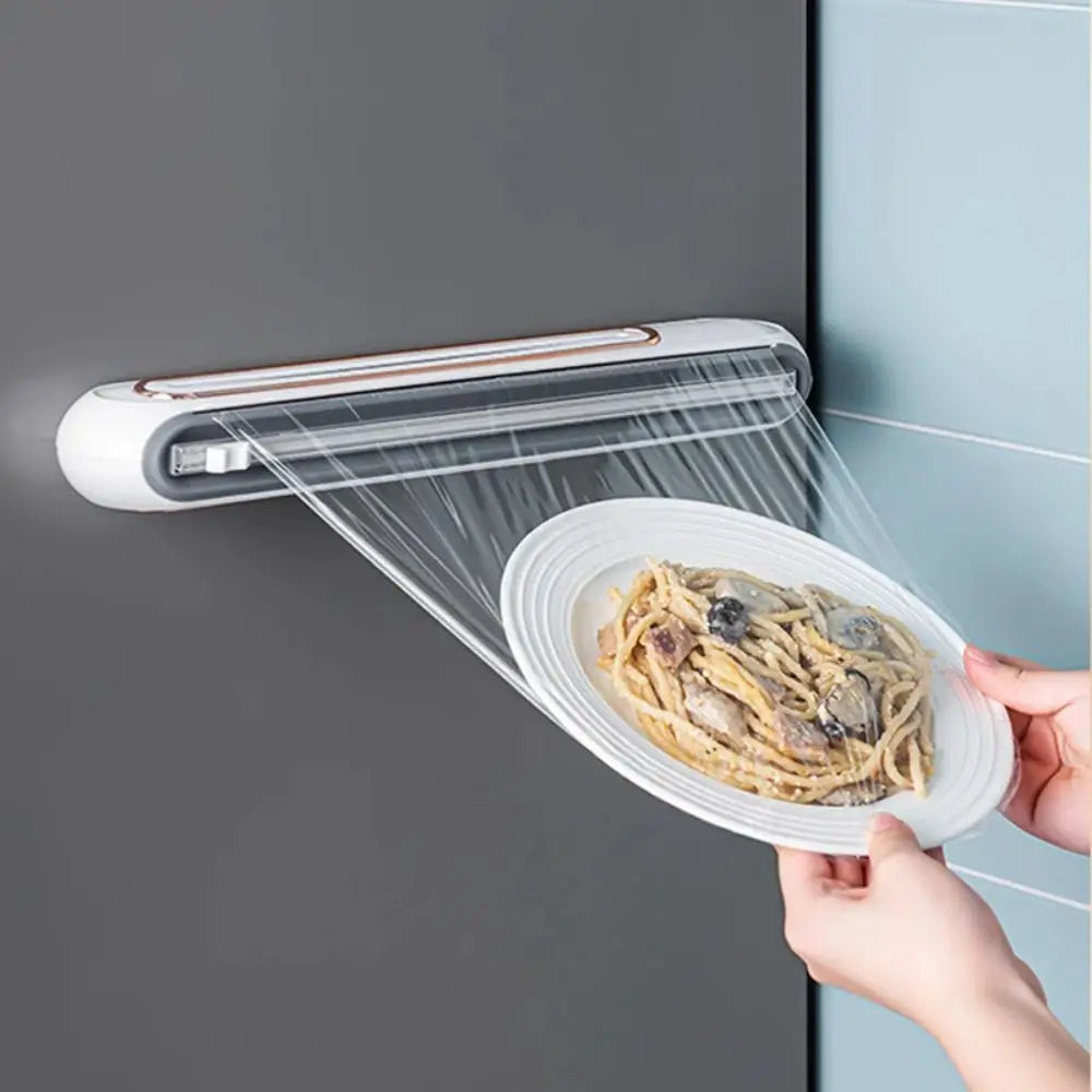 Magnetic Refillable Plastic Wrap Dispenser with Cutter Tin Aluminum Foil Dispenser Cutter Film Wrap Dispenser Kitchen Tool
