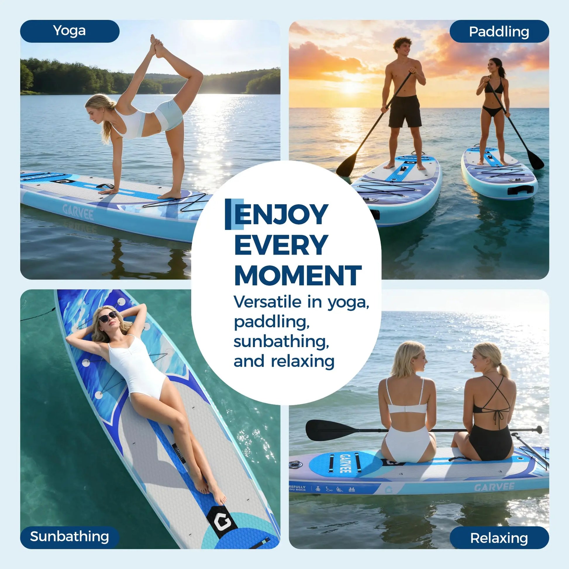Extra Wide Inflatable Stand-Up Paddleboarding Paddle Board - 10'6" X 32" X 6" - Non-Slip Stable Deck - 450 Lbs Capacity - Deluxe Paddleboarding Accessories, Backpack, Paddle, Air Pump, Camera Mount - Ideal for Yoga, Fishing, Surfing, Beginners