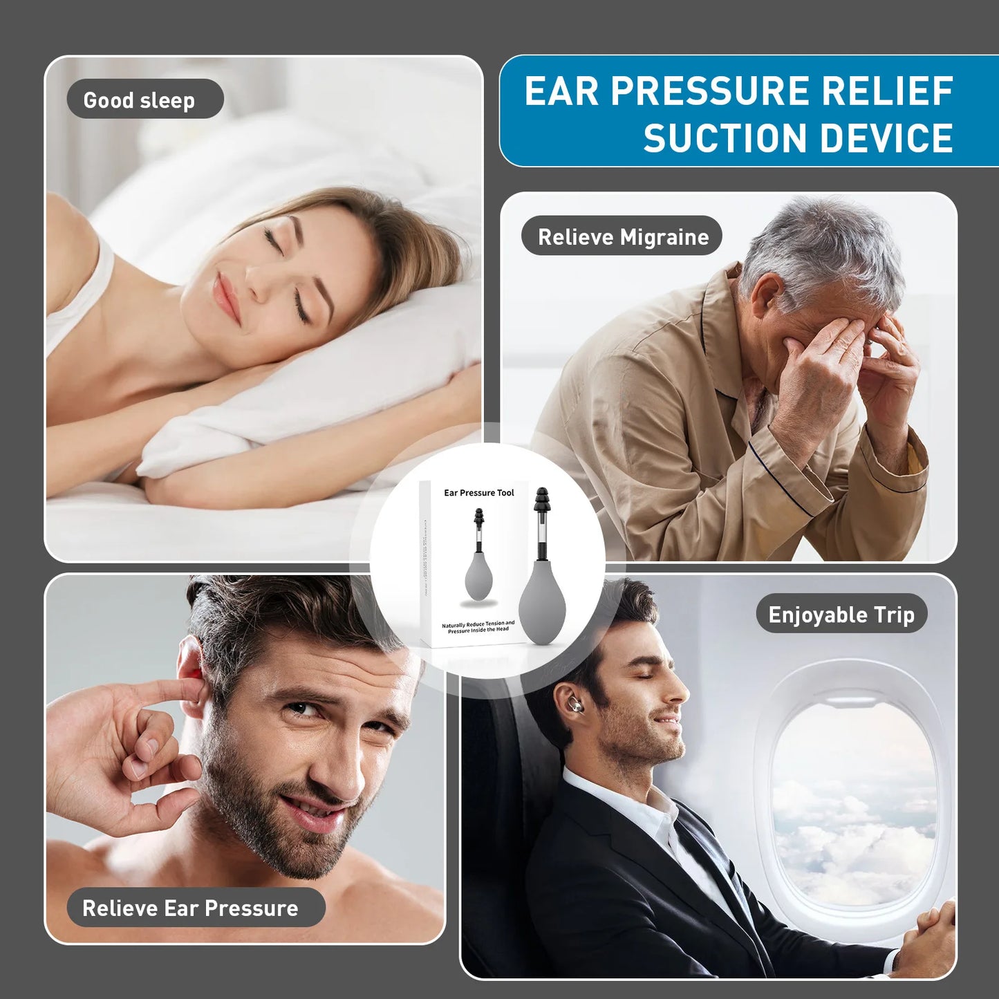 Ear Pressure Tool Portable Ear Pressure Relief Suction Device Ear Pressure Relief Tool for Headach Ear Massage Tool