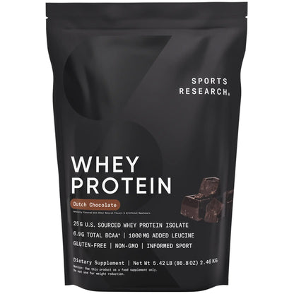 Sports Research Whey Protein - Sports Nutrition Whey Isolate Protein Powder - 5 Lb Bag Bulk Protein Powder 25G per Serving