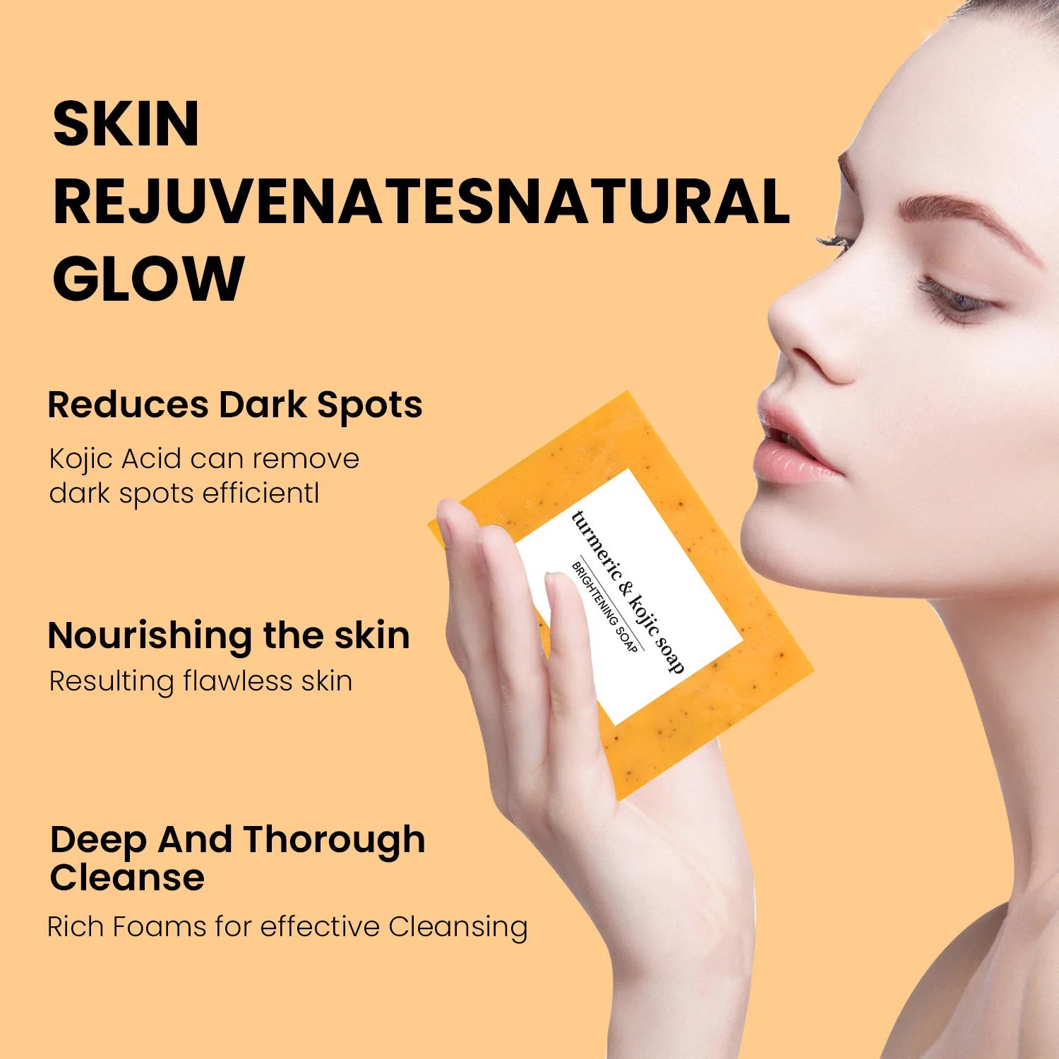 Turmeric Cleanser & Soap Sets Deeply Cleansing Kojic Acid Blackhead Remover Skin Cleansing Oil Control Fade Acne Marks Brighten