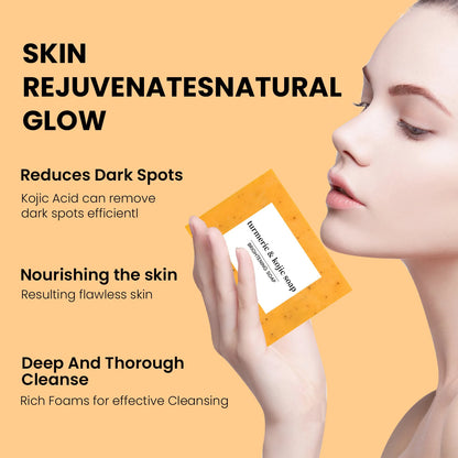 Turmeric Cleanser & Soap Sets Deeply Cleansing Kojic Acid Blackhead Remover Skin Cleansing Oil Control Fade Acne Marks Brighten
