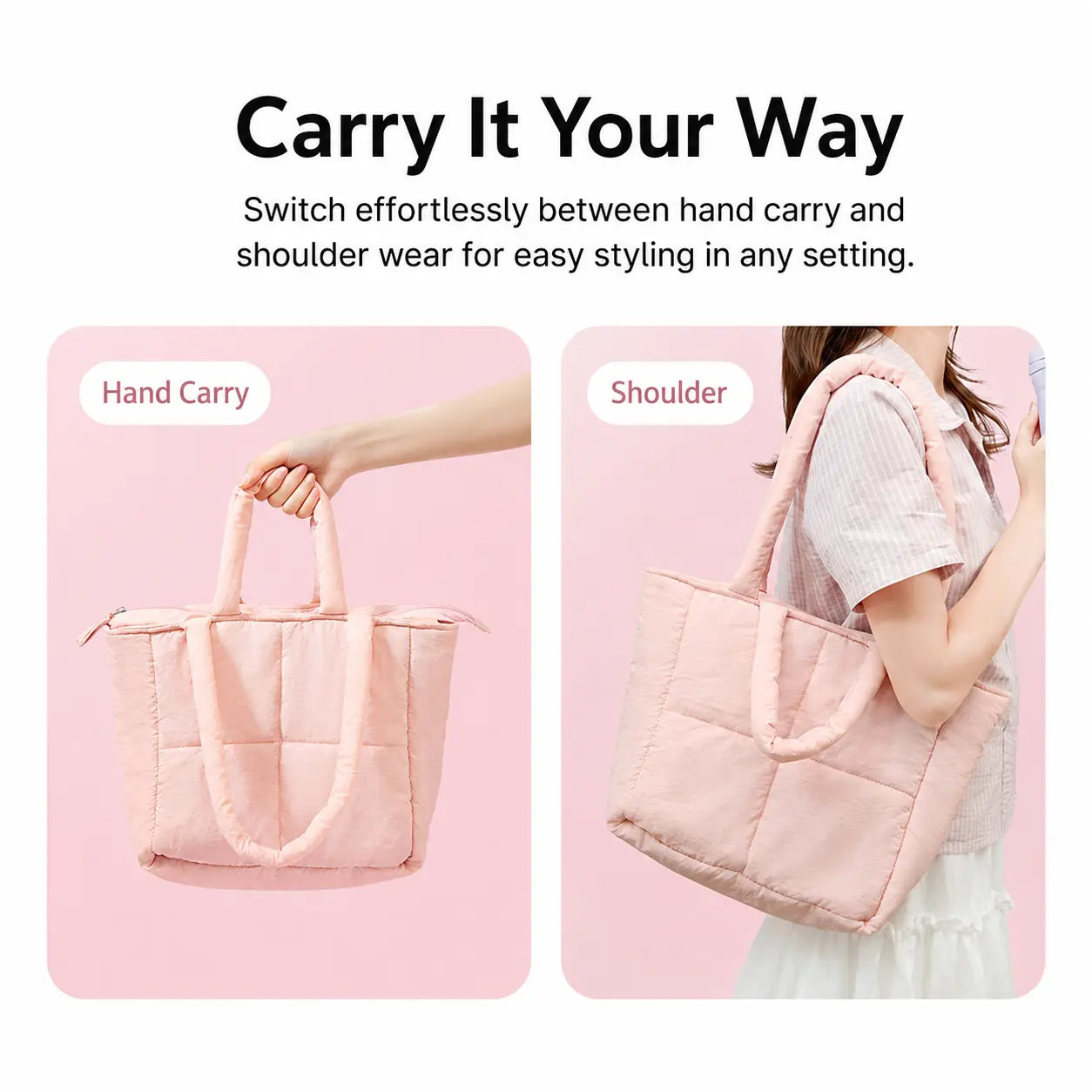 MINISO AIR Series Soft Large-Capacity Casual Minimalist Decluttering Shoulder Tote Bag, College Style Tote Purse, Home Organizer Storage Bag for School & Daily Use
