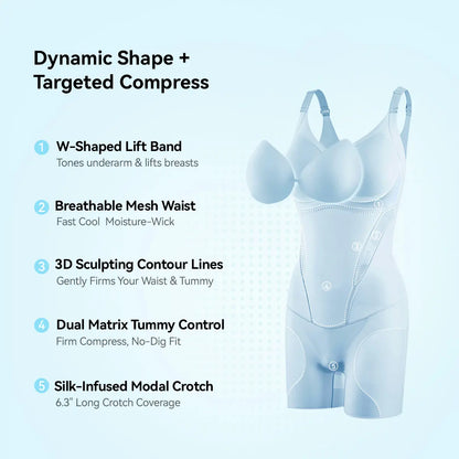 (Kakapeople Icy-Slide Bodysuit) Tummy Control Butt Liftter Faja Shapewear Ultra Thin Breathable Cooling Shapewear Bra Free Tummy Control Butt Lifter Seamless Body Shaper for Summer