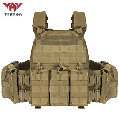 YAKEDA VT-6031-6 Active Tactical Chest Vest, 600D Polyester Tactical Gear, Protective Equipment for Sports Activities
