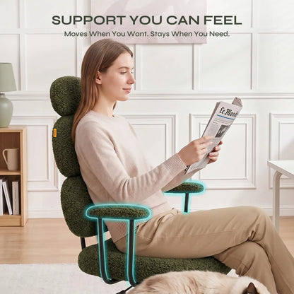 Pinmoco Modern High-Back Ergonomic Office Criss Cross Chair - with Armrests, Dual-Layer Soft Fabric Seat, 360° Swivel, Adjustable Seat Height, for ADHD & Stress Relief, Self-Assembly Required, Ergonomic Office Chair