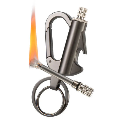 3-In-1 Flint Fire Starter Keychain - Waterproof, Windproof, Refillable Kerosene Permanent Match with Bottle Opener, Emergency Survival EDC Multitool for Camping, Hiking, Metal Gift for Men（Doesn'T Include Fuel）