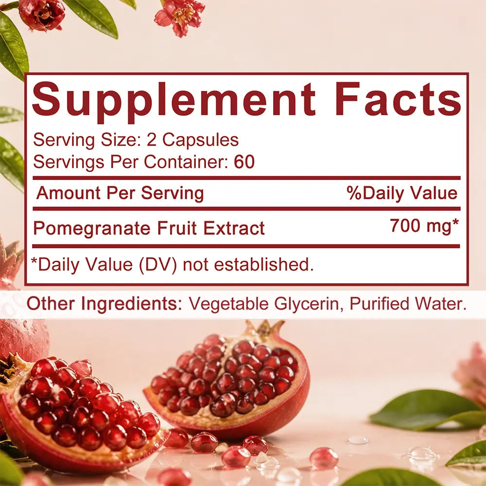Soomiig Pomegranate Fruit Health Supplement, Supports Daily Physical Balance and Immune Health, 120 Capsules