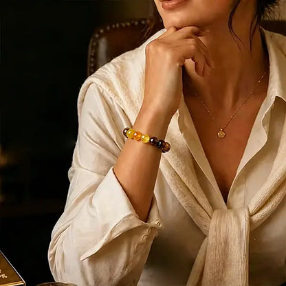 KROAFA Wealth Bracelet Featuring Yellow Agate, White Ghost Agate, and Tiger’S Eye—A Lucky Bracelet That Attracts Wealth, Prosperity, and Abundance; a Yellow Beaded Protective Bracelet for Wealth, Encouraging Gifting.