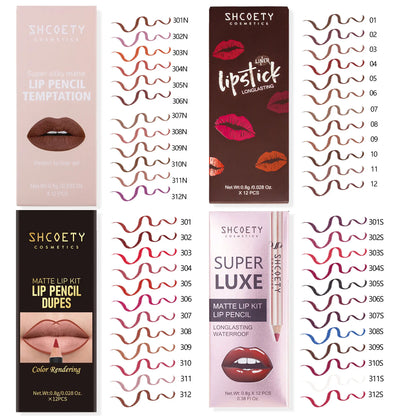 48 Color Matte Lip Liner Set Lip Pencil Cosmetic, Waterproof Long-Lasting Easy Application Smooth Thick Lips, Define Sexy Unique Lips, Full Lips Coffee Color