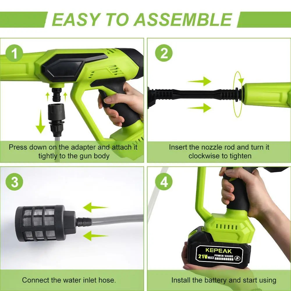【Dealsforyou】Kepeak 1500PSI Cordless Pressure Washer, 21V Portable Electric Power Washer with 200W Motor, 13000Mah Battery, 6-In-1 Nozzle, Foam Cannon & 5M Hose, High-Pressure Cleaning Gun for Car,For Valentine’S Day Gift Summervibes
