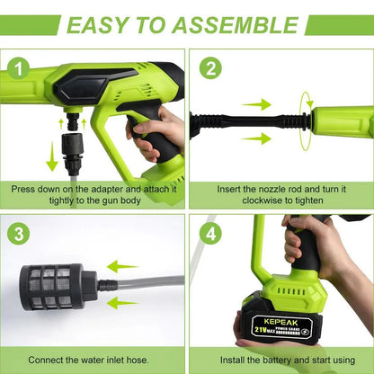 【Dealsforyou】Kepeak 1500PSI Cordless Pressure Washer, 21V Portable Electric Power Washer with 200W Motor, 13000Mah Battery, 6-In-1 Nozzle, Foam Cannon & 5M Hose, High-Pressure Cleaning Gun for Car,For Valentine’S Day Gift Summervibes