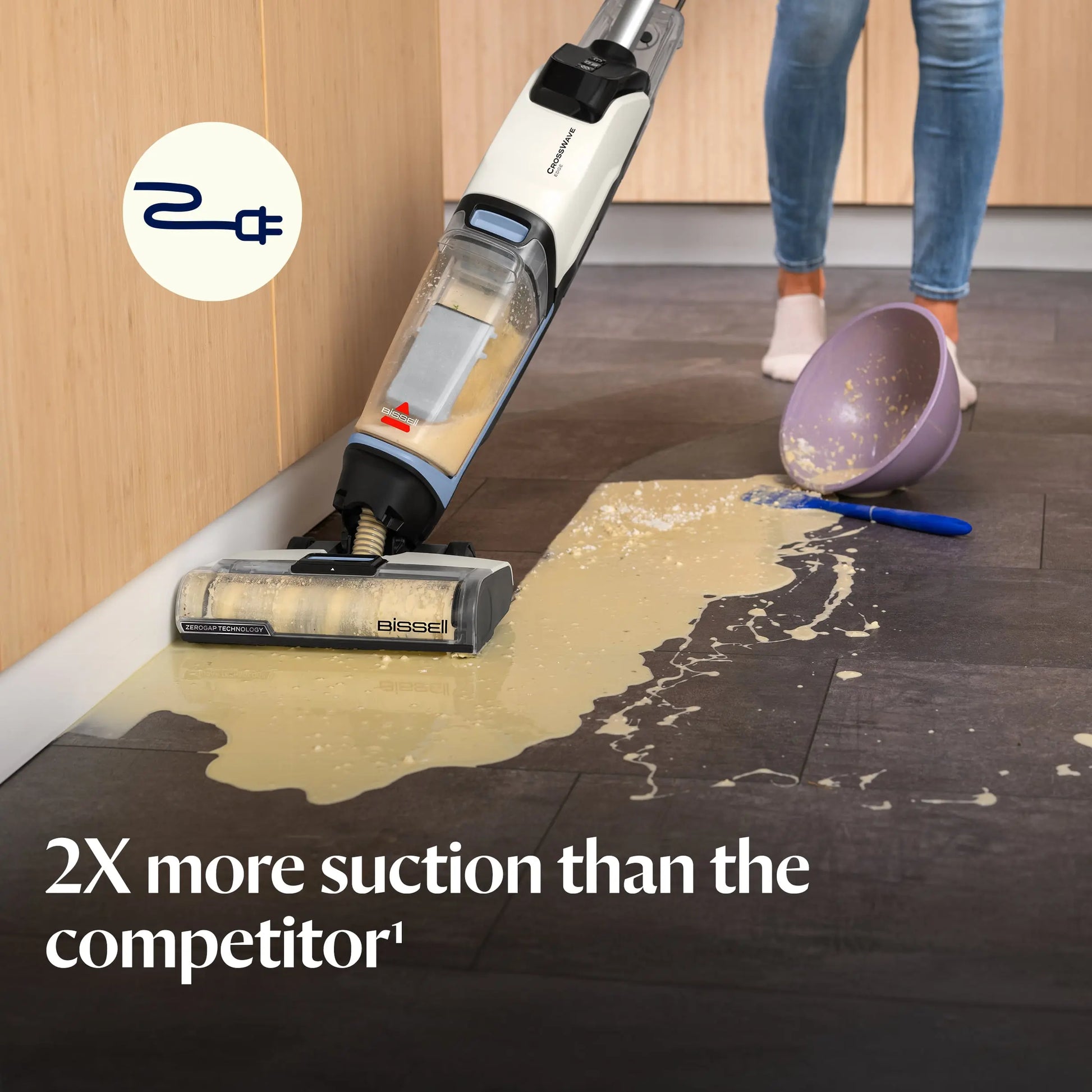BISSELL® Crosswave® Edge All-In-One Floor Cleaner, Vacuums & Mops Simultaneously, Pet Hair & Hard Floors, Zerogap™ Baseboard Cleaning, Corded, 4111A