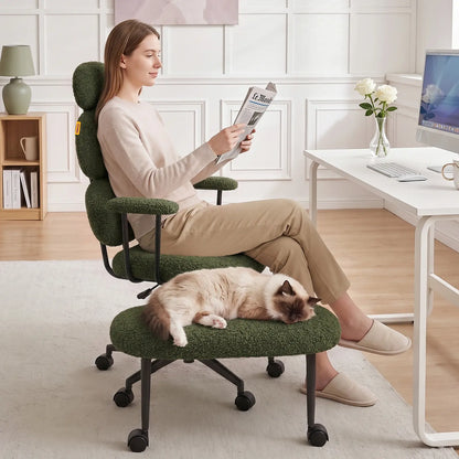 Pinmoco Modern High-Back Ergonomic Office Criss Cross Chair - with Armrests, Dual-Layer Soft Fabric Seat, 360° Swivel, Adjustable Seat Height, for ADHD & Stress Relief, Self-Assembly Required, Ergonomic Office Chair