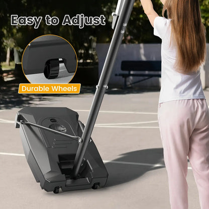 DAYAGO Portable Basketball Hoop System, 8.5 FT Height Adjustable Goal for All Ages with 33" Backboard and Wheels for Driveway & Indoor/Outdoor Play