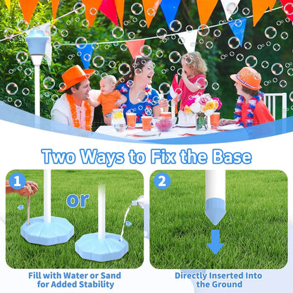 Bubble Machine for Kids, Automatic Standing Bubble Maker Machine Height Adjustable up to 47 Inches Outdoor Battery Bubble Machine with Light/Music for Toddlers Birthday Party Gifts(Blue)